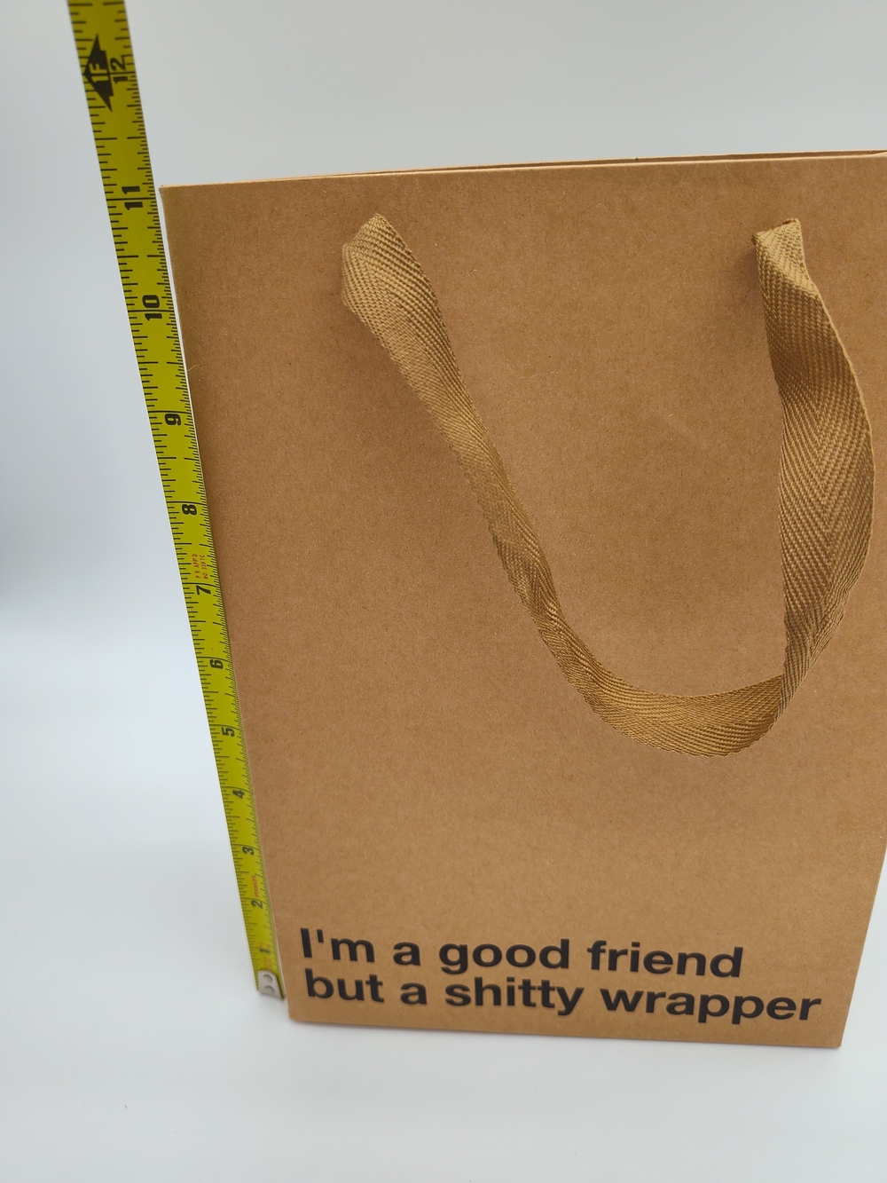 MILK TOAST Funny Gift Bag Kraft Paper “I’m A Good Friend But A Shitty Wrapper” - Picture 2 of 4